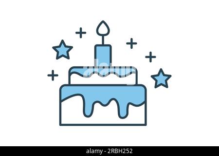 Cake icon. icon related to element of bakery, birthday. Flat line icon style design. Simple vector design editable Stock Vector