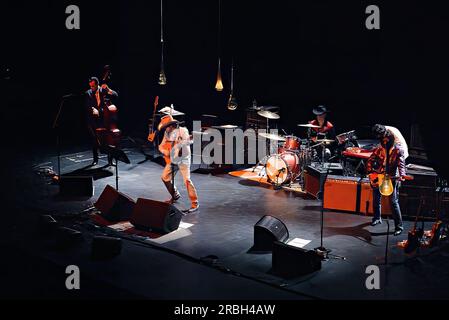 Dwight Yoakam and his band performing live in concert at the Capitol Theatre in Sydney, Australia, on 31 October 2006. Stock Photo