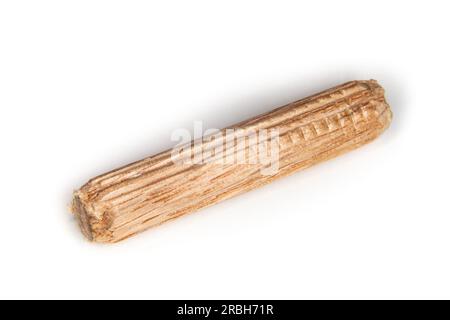 single oak dowel pins on white  background, dowel pins used to join two pieces of wood, joint, joinery Stock Photo