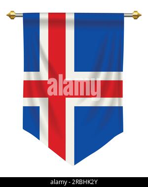 Iceland flag or pennant isolated on white Stock Vector