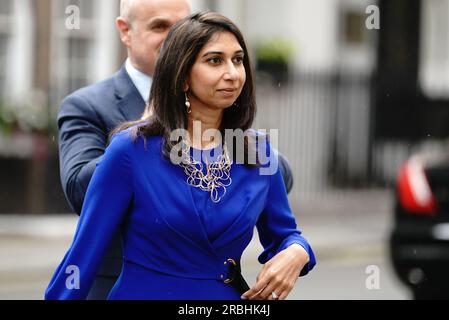 File photo dated 22/06/23 of Home Secretary Suella Braverman arriving for the Rupert and Lachlan Murdoch annual party at Spencer House, St James' Place in London. The mother of Stephen Lawrence has told the Home Secretary she remains 'profoundly concerned' about the slow pace of reforms regarding serving police officers who commit serious crimes. Issue date: Monday July 10, 2023. Stock Photo