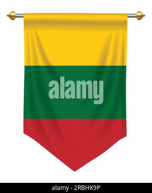Lithuania flag or pennant isolated on white Stock Vector