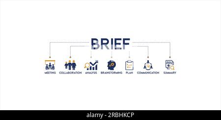 Brief banner web icon vector illustration concept for a briefing of business plan with an icon of meeting, collaboration, analysis, brainstorming Stock Vector
