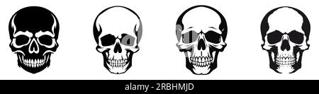 Human skull icons set. Isolated image of black skull. Vector illustration Stock Vector