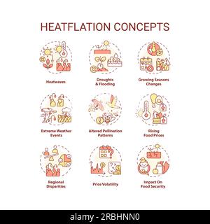Customizable icons for heatflation concepts Stock Vector