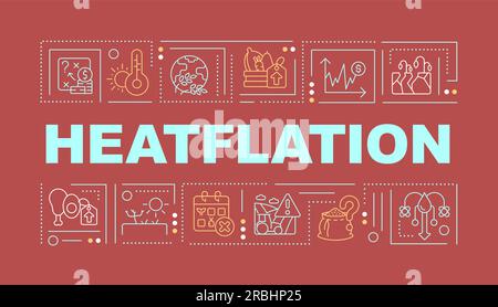 Heatflation text with thin line icons concept Stock Vector