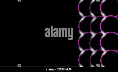 Purple transparent abstract shiny beautiful and convex volumetric simple balls, bubbles, eggs circles with glare of light located on the side on a bla Stock Vector