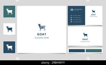 Goat logo design with editable slogan. Branding book and business card template. Stock Vector