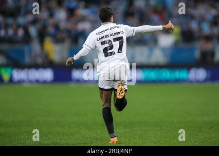 RS - PORTO ALEGRE - 09/07/2023 - BRASILEIRO A 2023, GREMIO X BOTAFOGO - Carlos Alberto, Botafogo player celebrates his goal during a match against Gremio at the Arena do Gremio stadium for the Brazilian championship A 2023. Photo: Pedro H. Tesch/ AGIF/Sipa USA Stock Photo