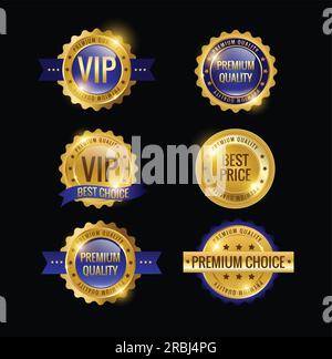 Golden Badges And Labels Vector Collection Set Stock Vector
