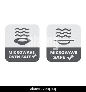 Microwave oven safe label. Vector sticker for pots, pans and dishes. Stock Vector