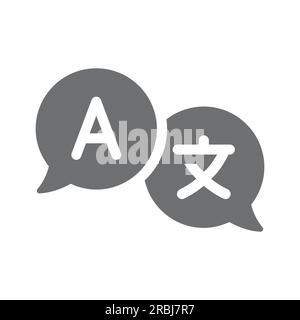 Language translation vector simple icon. Languages chat bubble symbol. Stock Vector