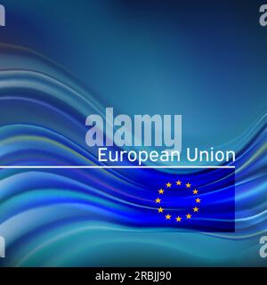 EU flag background. Abstract European Union flag in the blue sky. National holiday card design. Business brochure design. State banner, eu poster Stock Vector