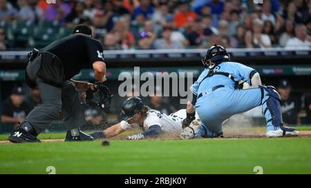 Detroit Tigers' Zach McKinstry (39) gestures after hitting a solo home run  against Baltimore Orioles starting pitcher Kyle Gibson during the seventh  inning of a baseball game, Saturday, April 22, 2023, in