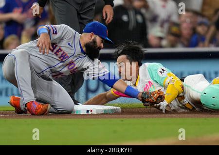 San Diego Padres second baseman Ha-Seong Kim (7) in the fourth inning of a  baseball game Saturday, June 10, 2023, in Denver. (AP Photo/David  Zalubowski Stock Photo - Alamy