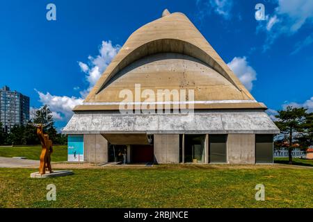 Church of St. Peter by Le Corbusier. Le Corbusier site in Firminy-Vert Civic Center, Saint-Etienne, Loire department, Auvergne-Rhone-Alpes region, Fra Stock Photo