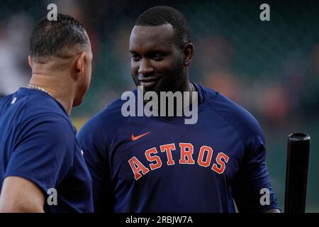 Houston Astros outfielder Yordan Alvarez (72) swings during the