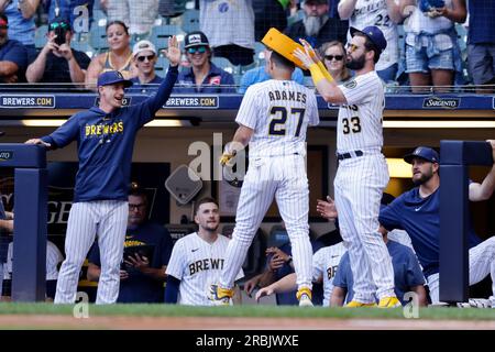 MILWAUKEE, WI - JULY 08: Milwaukee Brewers manager Craig Counsell (30)  reacts after being ejected in the ninth inning of an MLB game against the  Cincinnati Reds on July 8, 2023 at