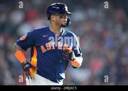 Houston Astros' Martin Maldonado after flying out during the