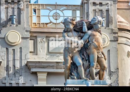 Close up of the sculptures of the Palazzo della Luogotenenza austriaca, Trieste, Italy Stock Photo