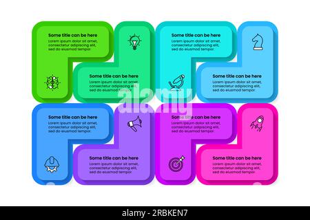 Infographic template with icons and 8 options or steps. Can be used for workflow layout, diagram, webdesign. Vector illustration Stock Vector