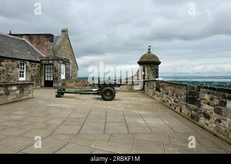 One o'clock salut gun at Edinburgh Castle in Scotland Stock Photo