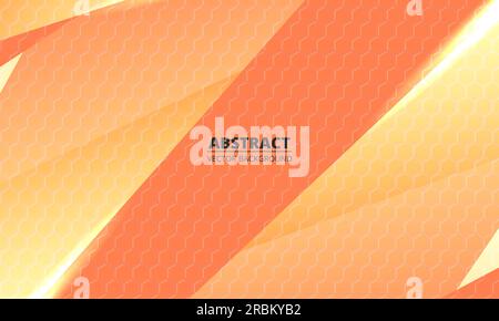 Orange 3d hexagonal technology vector abstract background. Hexagon texture grid. Honeycomb vector illustration Stock Vector