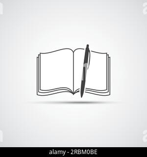 Book or Notebook Icon Design with Pen Stock Vector