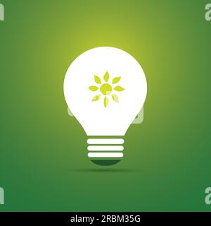 Green Eco Energy Concept Icon - Sun Inside a Light Bulb - Solar Energy Stock Vector