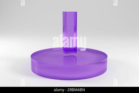 3d alphabet, letters shape made of purple glass on grey background, 3d render, letter I Funny design concept Stock Photo