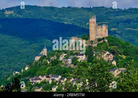 France, Aveyron (12), Najac, labeled The Most Beautiful Villages of France, medieval village and castle of Najac Stock Photo