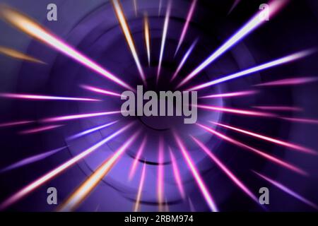 Futuristic design. Bright neon lines on dark abstract background Stock Photo