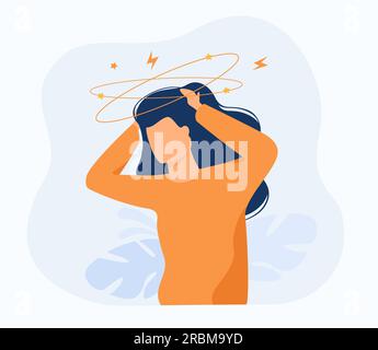 Sick person suffering from vertigo Stock Vector