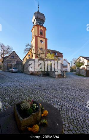 Nikolauskirche in Neuses am Berg on the Volkacher Mainschleife, town of Dettelbach, district of Kitzingen, Unterfranken, Bavaria, Germany Stock Photo