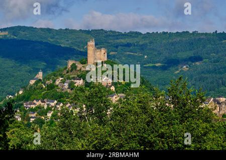 France, Aveyron (12), Najac, labeled The Most Beautiful Villages of France, medieval village and castle of Najac Stock Photo