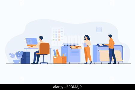 Print house workers using computers Stock Vector