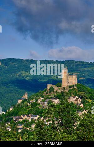 France, Aveyron (12), Najac, labeled The Most Beautiful Villages of France, medieval village and castle of Najac Stock Photo