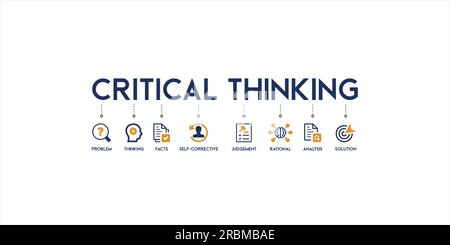 Critical thinking banner web icon vector illustration concept for the analysis of facts with an icon of problem, thinking, facts, self-corrective Stock Vector