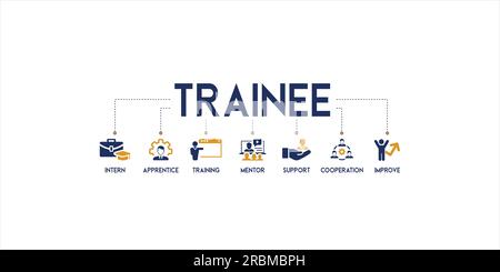 Trainee banner web icon vector illustration concept for internship ...