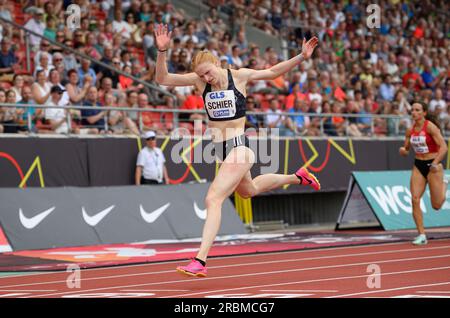 Winner Skadi SCHIER (SCC Berlin) action, target, final 400m women, on July 9th, 2023 German Athletics Championships 2023, from July 8th - 09.07.2023 in Kassel/ Germany. Stock Photo