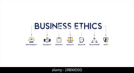 Business ethics banner web icon vector illustration concept for web and print with an icon of responsibility, reliability, principle, morality, behave Stock Vector