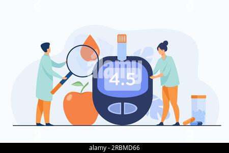Doctors testing blood for sugar and glucose Stock Vector