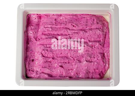 Beetroot, yogurt and garlic appetizer isolated on white background. Healthy appetizers. local name pembe sultan Stock Photo