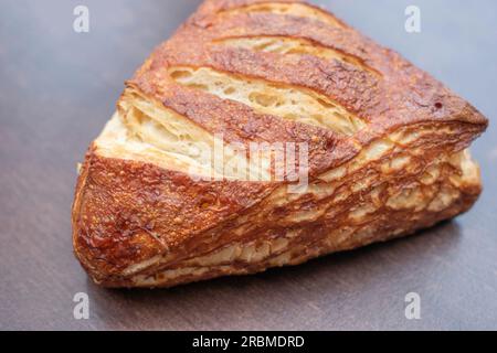 The pretzel corner is prepared with real butter. The full-bodied Danish pastry is covered with a layer of lye. Stock Photo