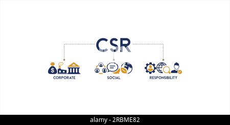 CSR Banner web icon vector illustration for business and organization, Corporate social responsibility and giving back to the community Stock Vector