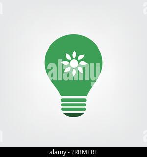 Green Eco Energy Concept Icon - Sun Inside the Light Bulb - Solar Energy Stock Vector