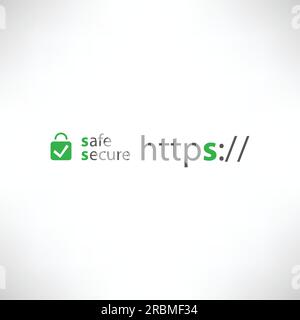 HTTPS Becomes Mandatory Everywhere - Secure Networking Web Browsing, Trusted Computing, IT Security, Network Concept Design Template Stock Vector