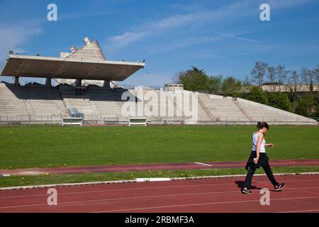 Le Corbusier's Stadium, Site Le Corbusier, Firminy, France Stock Photo