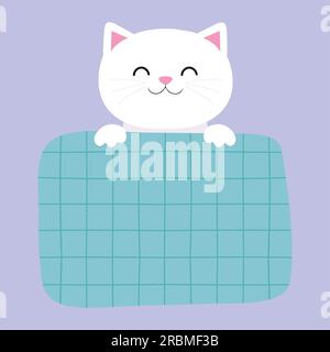 Hand drawn cartoon cat holding a squared paper sheet. Back to school concept. Vector illustration Stock Vector