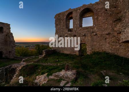 Evening mood at the Homburg castle ruins and the Homburg ruins nature reserve, Lower Franconia, Franconia, Bavaria, Germany Stock Photo